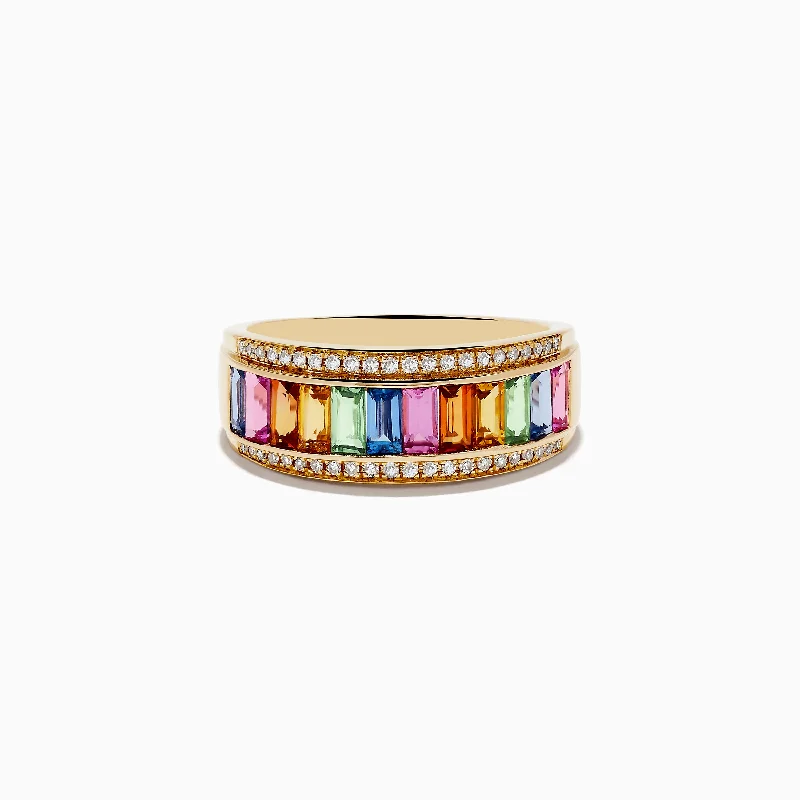 Watercolors 14K Yellow Gold Multi Sapphire and Diamond Ring