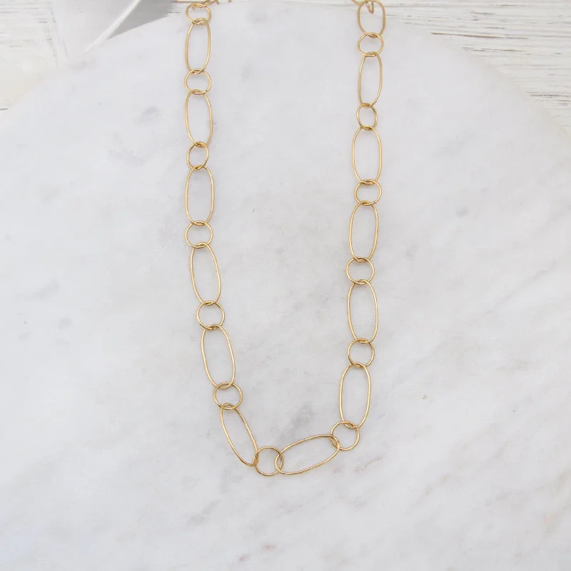 Round and Oval Delicate Link Chain Choker Necklace