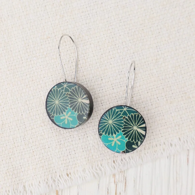 Green Kimono Round Earrings