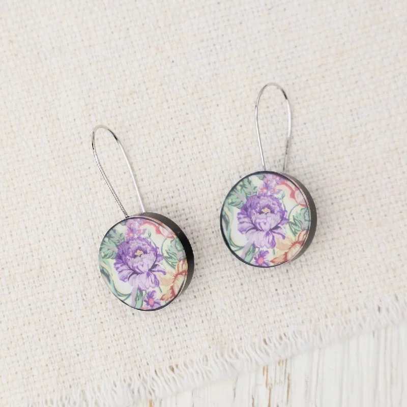 Purple Kimono Round Earrings