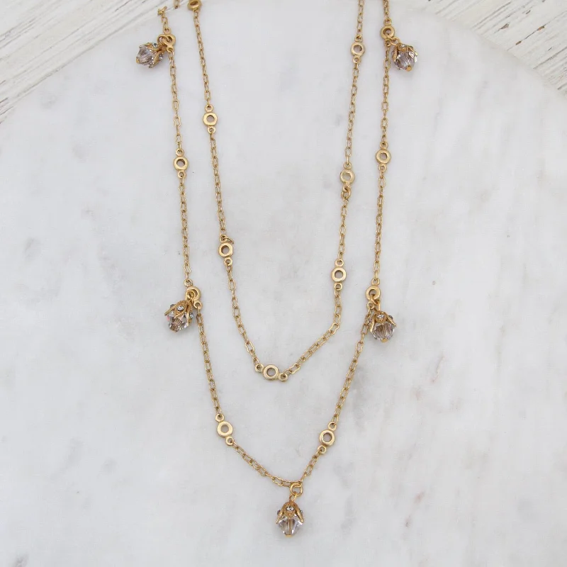 Double Strand Swarovski Crysatal Drop Necklace