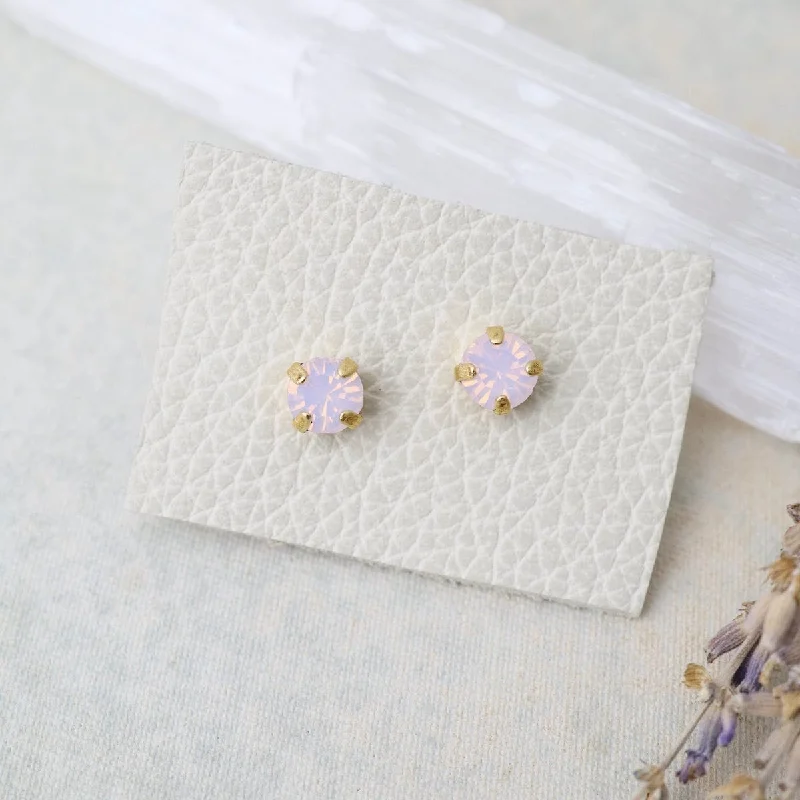 Round Dusty Pink Post Earrings - Gold Plate