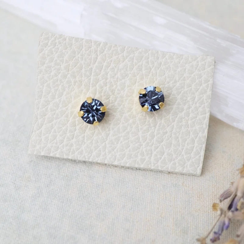 Round Midnight Post Earrings - Gold Plate