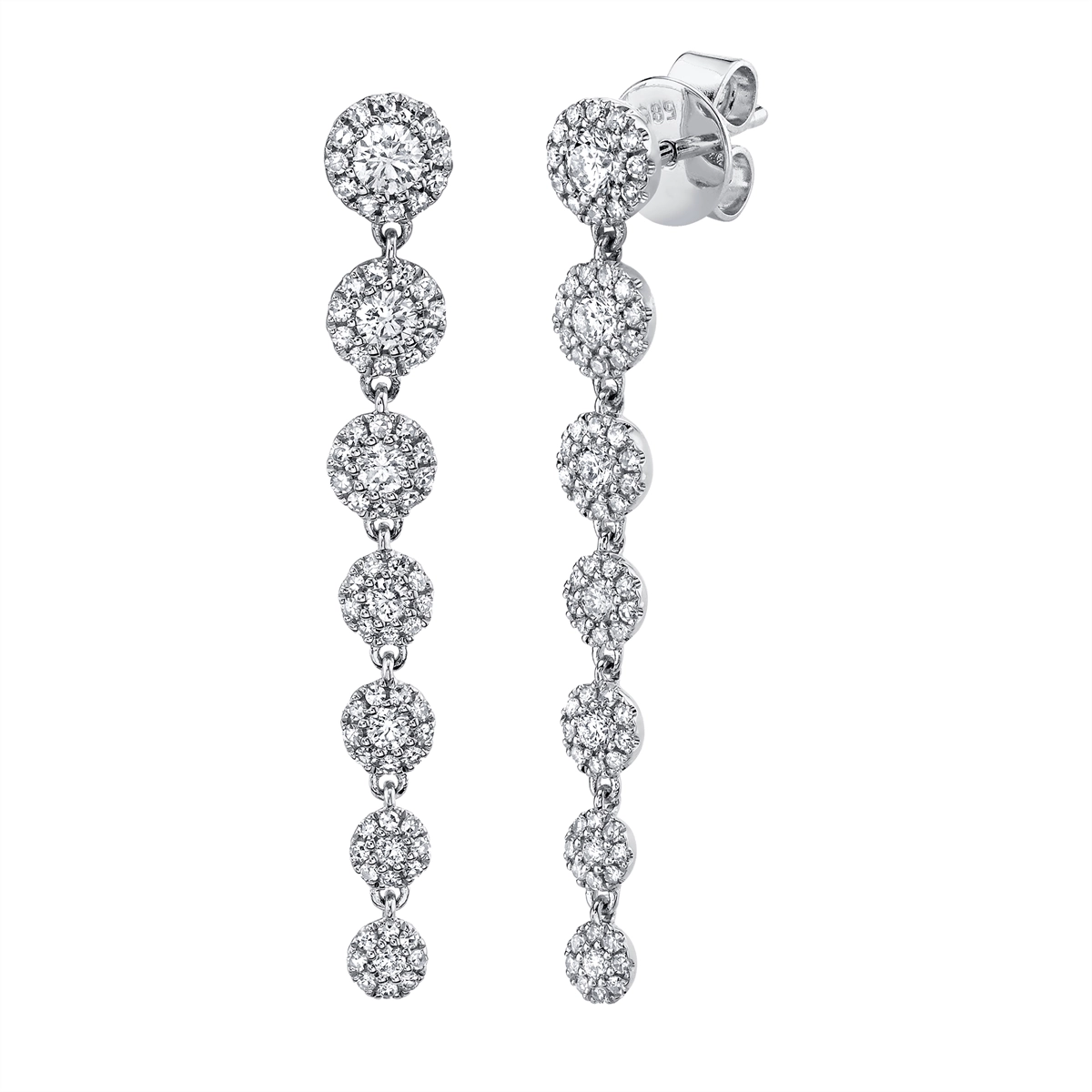 14K White Gold Diamond Dangle Earrings