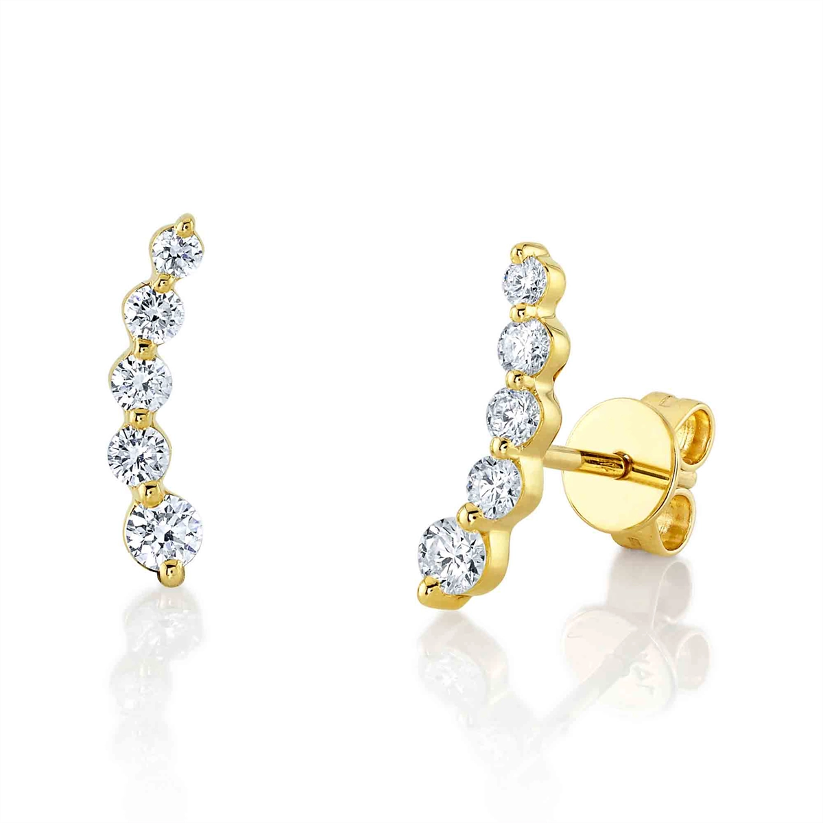 14K Yellow Gold Diamond Climber Earrings