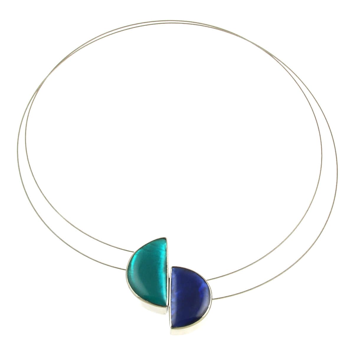 Turquoise & Navy Half Moon Necklace