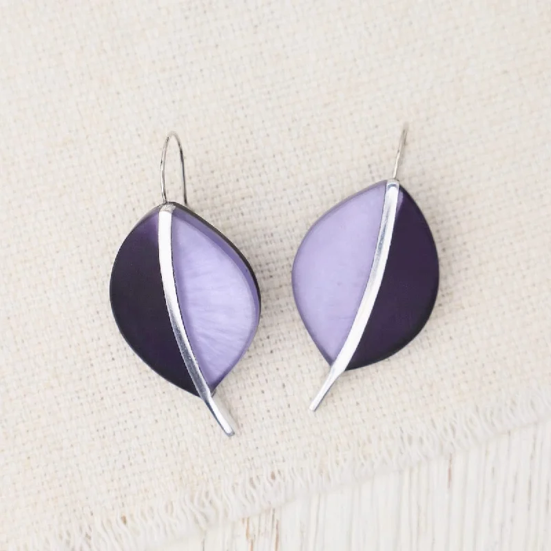 Two Tone Purple Leaf Earrings