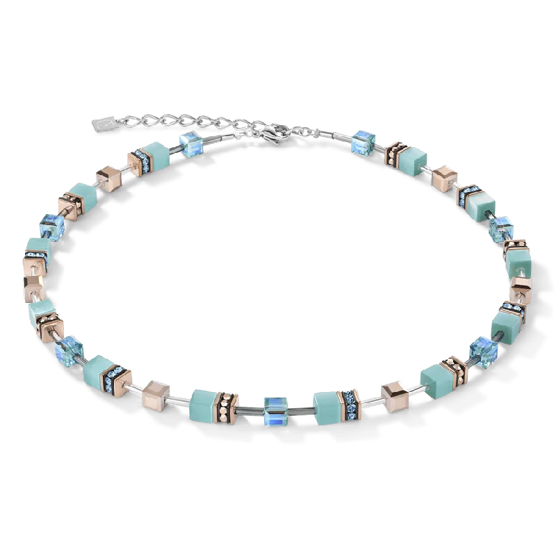 Aqua GeoCube Necklace