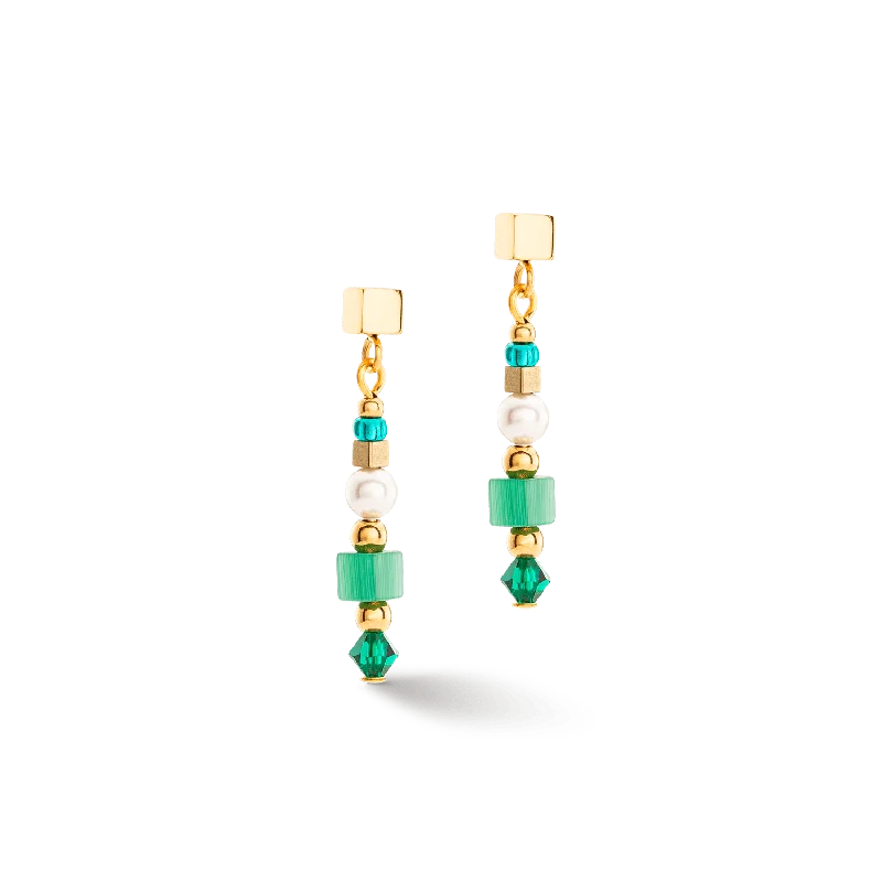 Green Stripes Square Earrings