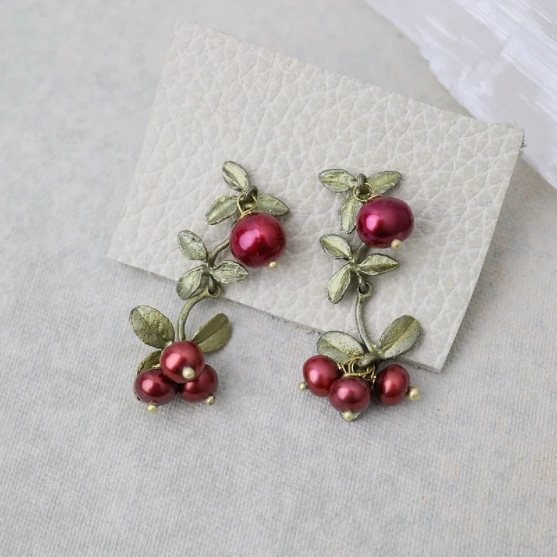 Cranberry Dangle Post Earrings