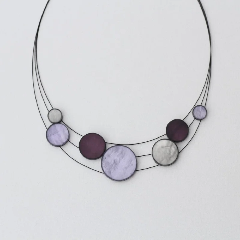 3 STRAND PURPLE MIX RESIN NECKLACE