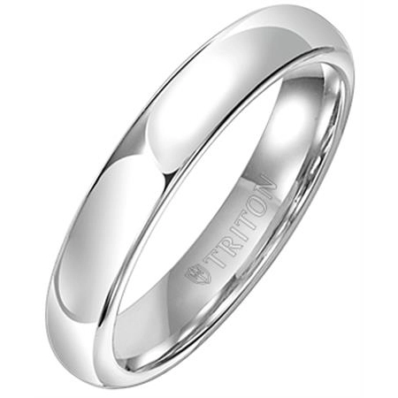 4mm White Tungsten Bright Polish Domed Comfort Fit Band - Size 9