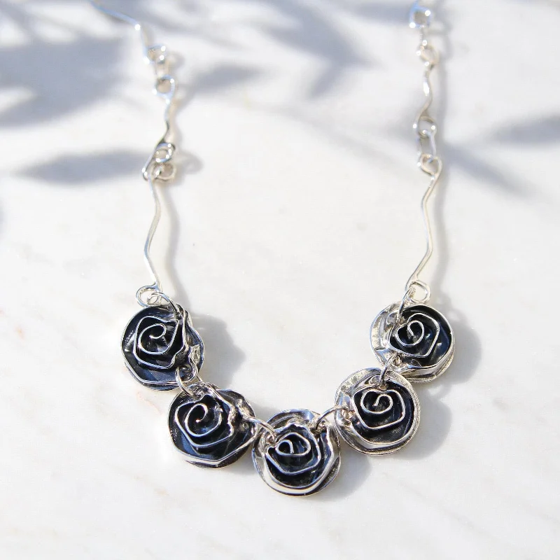 5 Roses on Signature Chain Necklace