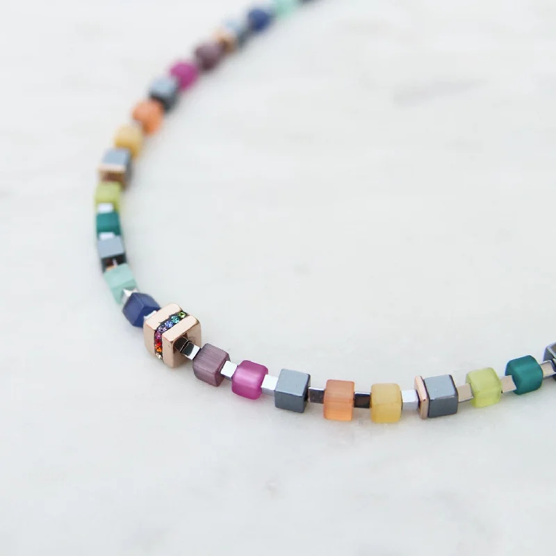 Petite Cat's Eye Cube Necklace