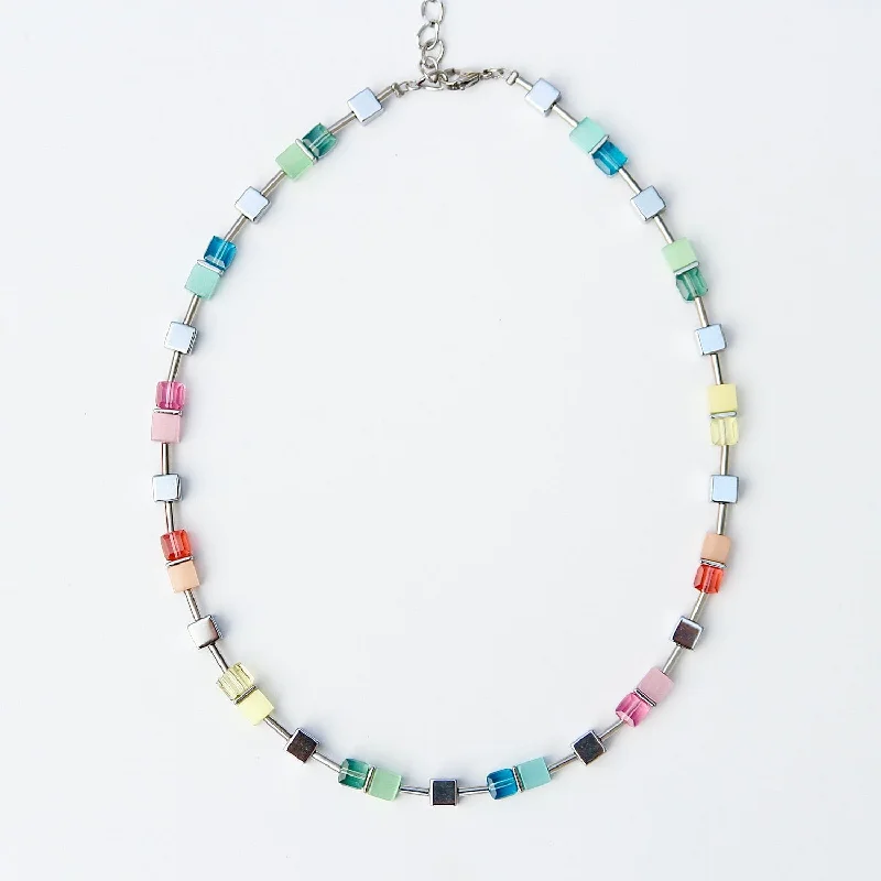 Pastel Cat's Eye Cube Necklace