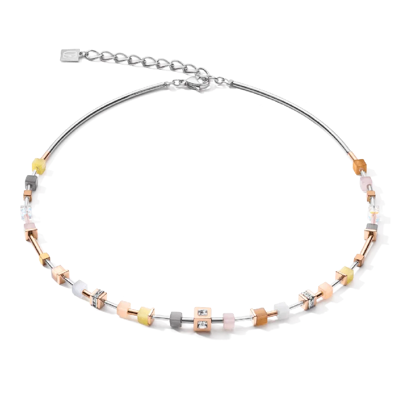 Petite Olive Peach Geo Cube Necklace