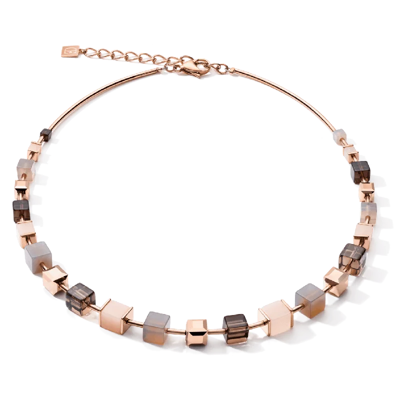 Brown Mix Geo Cube Necklace