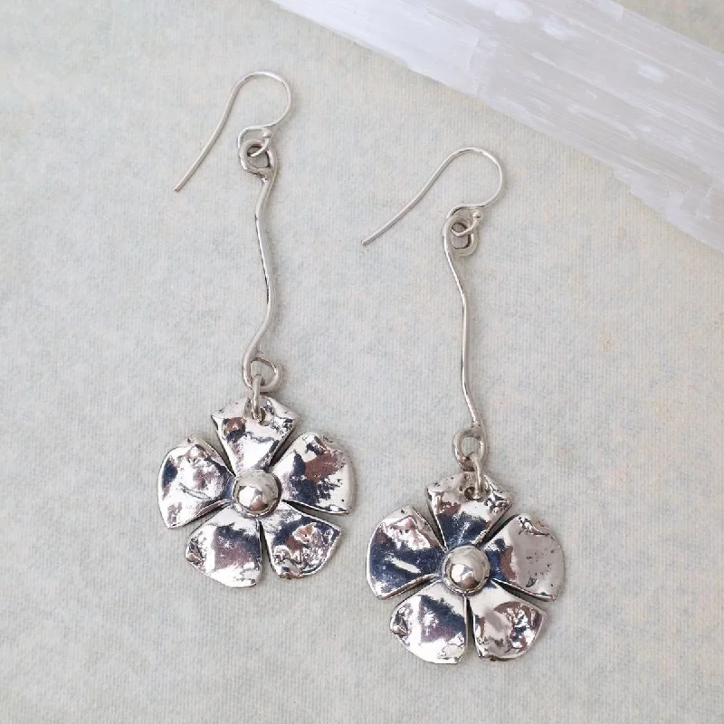 Ball Center Flower on Vine Earrings