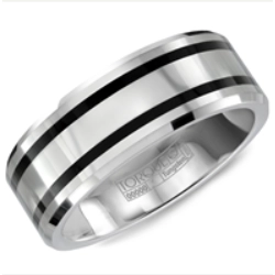 8mm Tungsten Band with Black Enamel Inlay