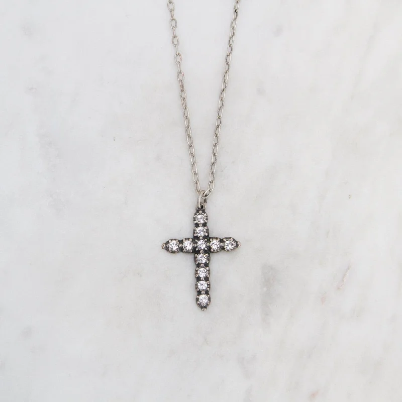 Cross Necklace - Swarovski Crystals - Clear