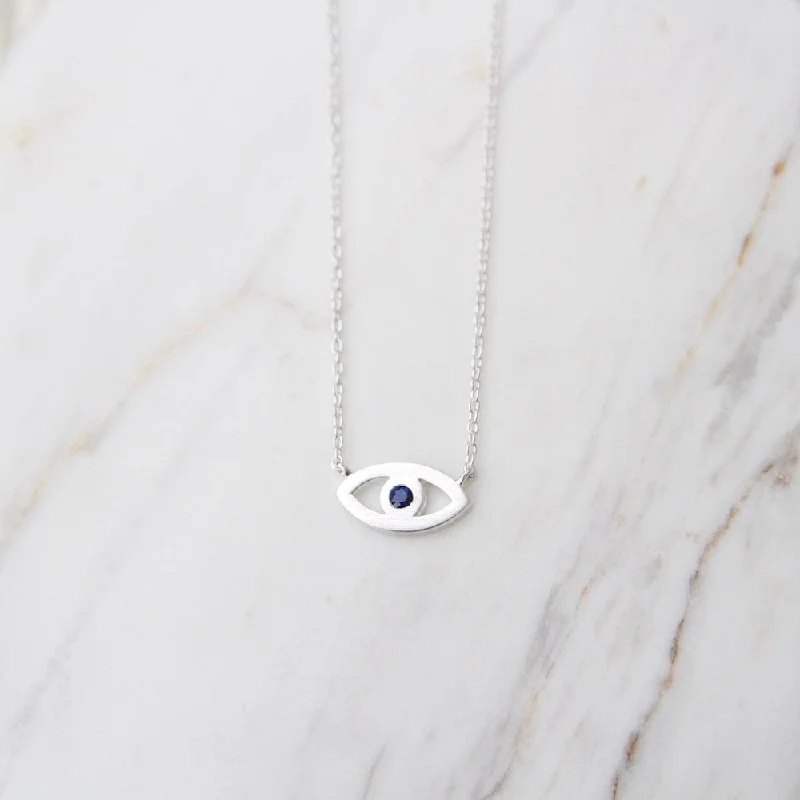 Evil Eye Necklace with Blue Sapphire