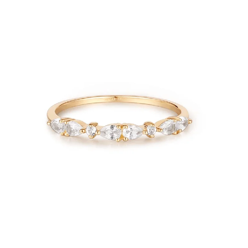 Pear & Round White Sapphire Half-Eternity Ring