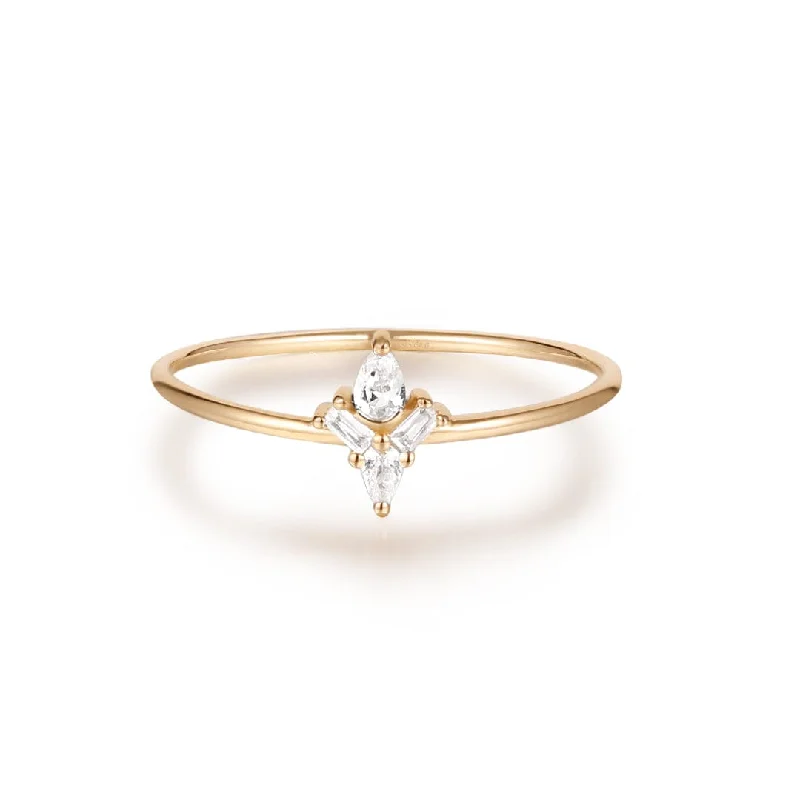 Pear & Baguette White Sapphire Ring