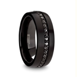 Black Tungsten Band with Black Sapphires