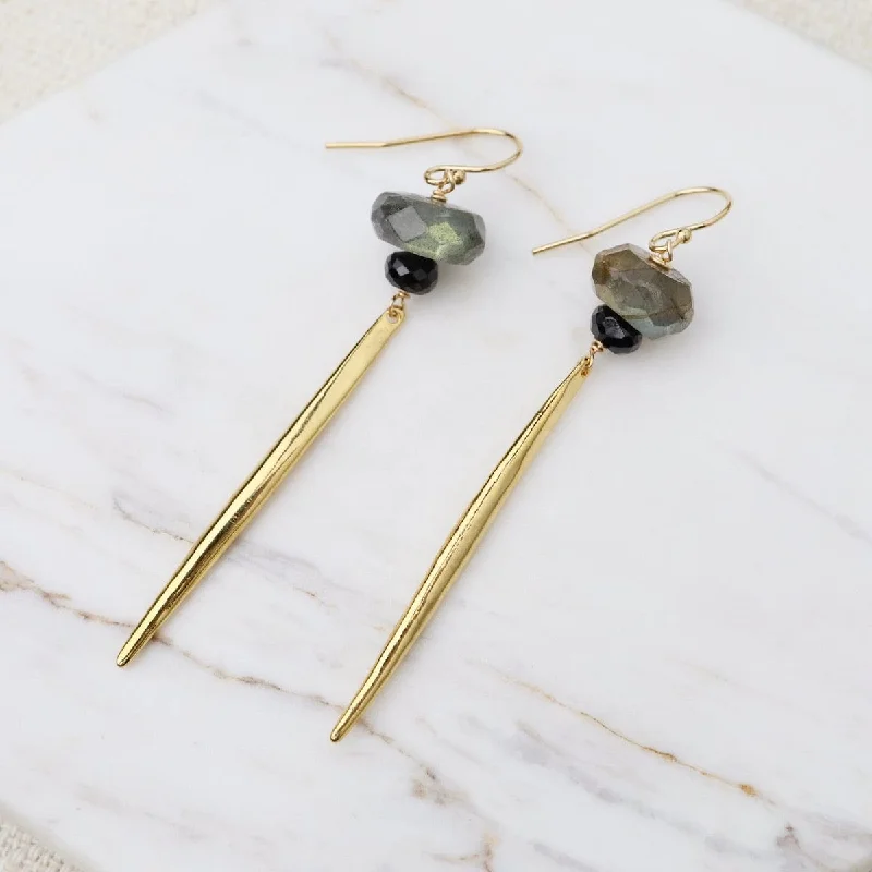 Icicle Earrings with Labradorite & Mystic Black Stones