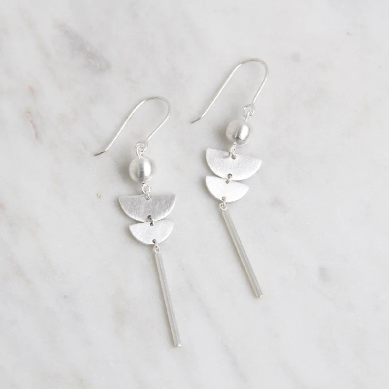 Brushed Sterling Silver Mod Shapes Earrings