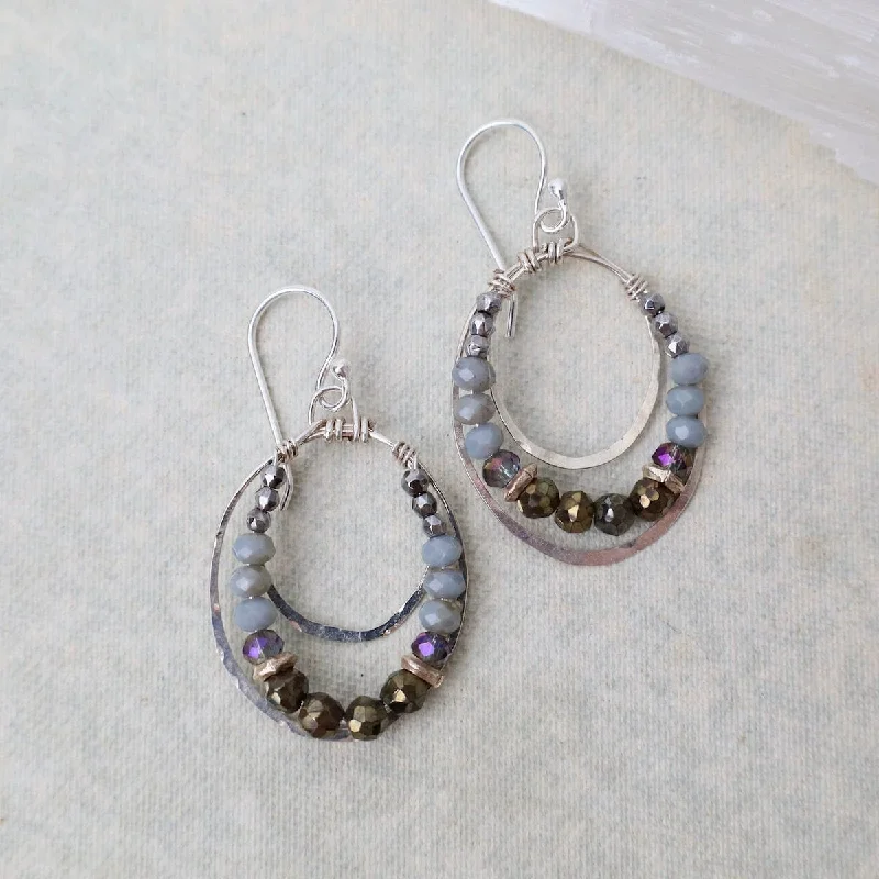 Labradorite, Pyrite, & Crystal Beaded Earrings