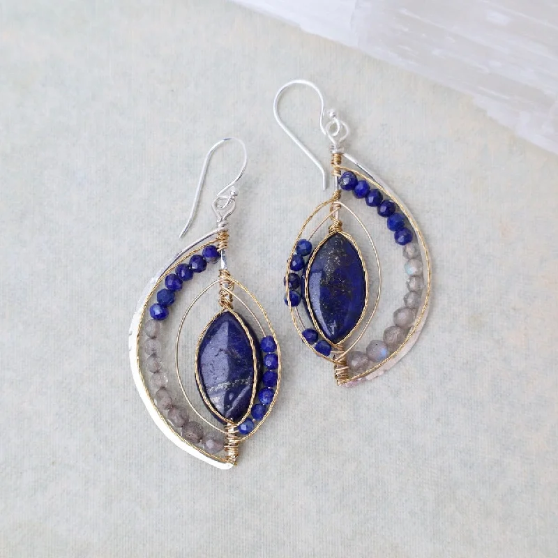 Silver & Gold Filled Lapis Half Moon Madness Earrings