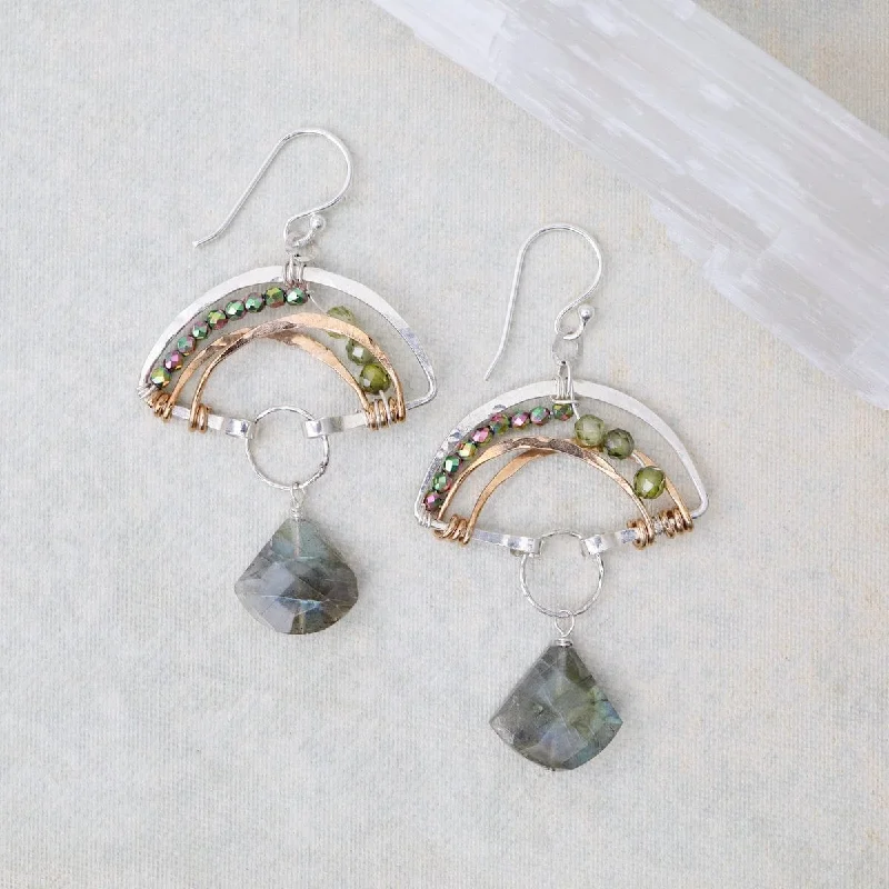 Mushroom Earrings with Labradorite