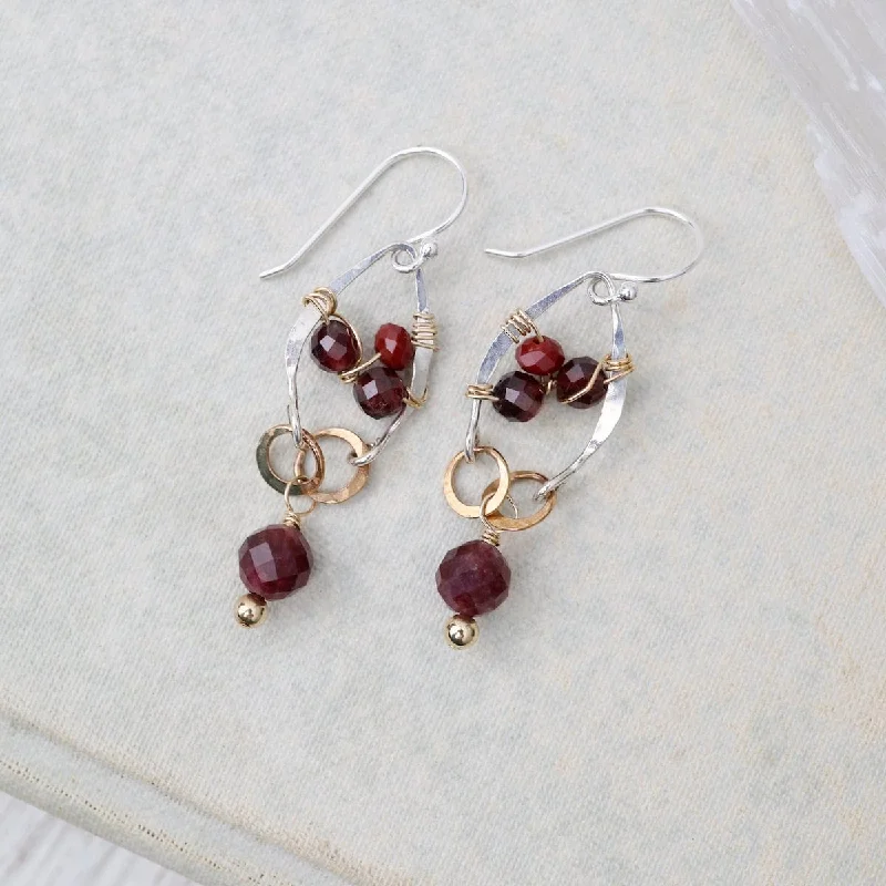 Garnet Petal Earrings