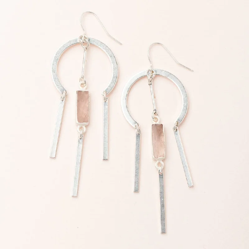 Scout Dream Catcher Rose Quartz/Silver Stone Earrings