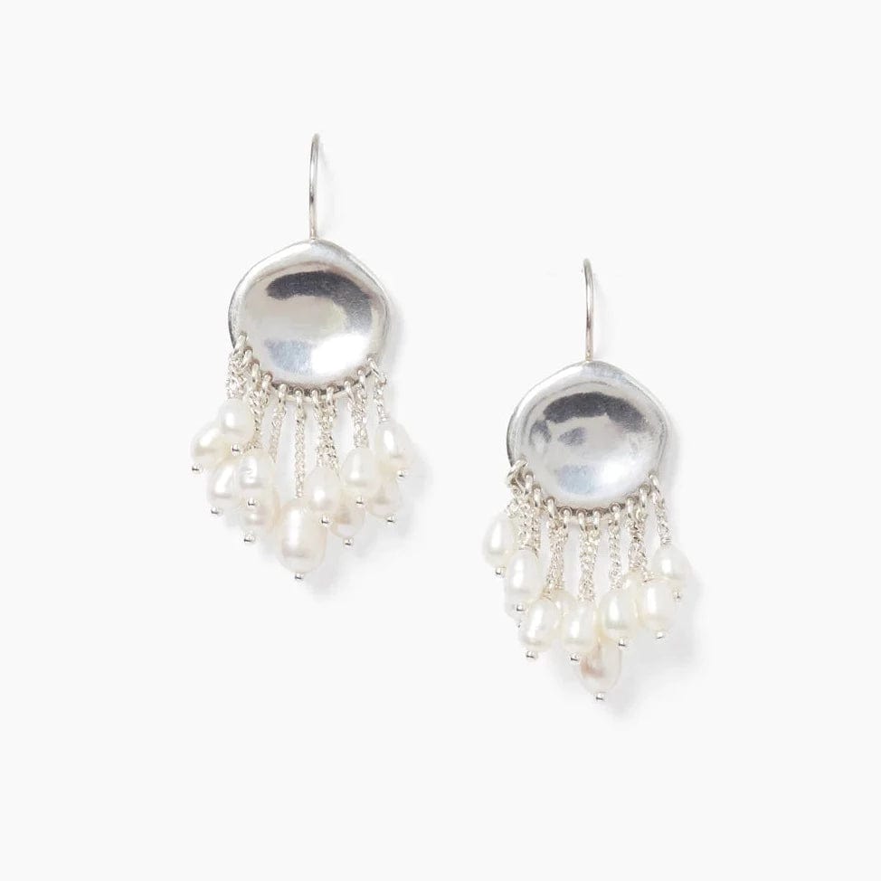 Silver White Pearl Medusa Earrings