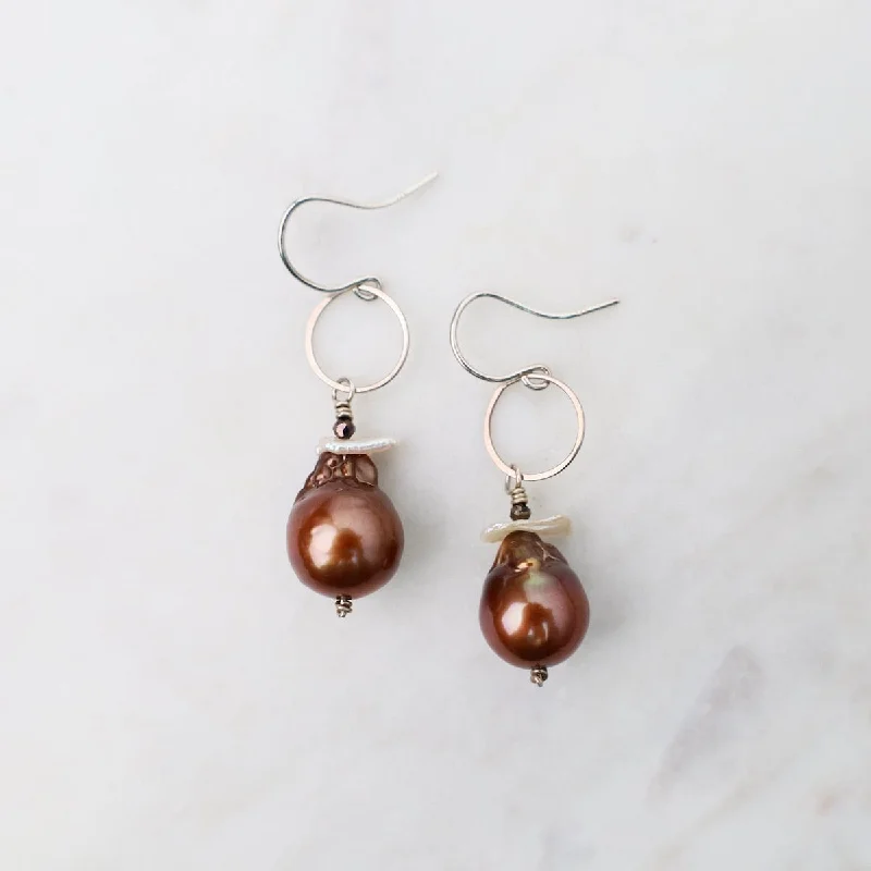 Copper Pearl Earrings