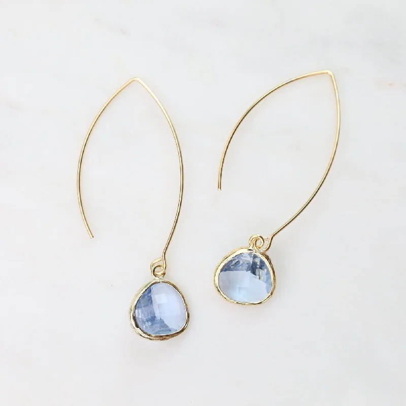 Gold Plated Gem Dangle Earrings - Cornflower