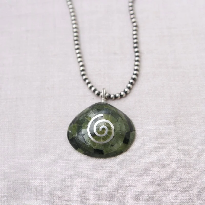 Green Turquoise Covered Shell with Spiral