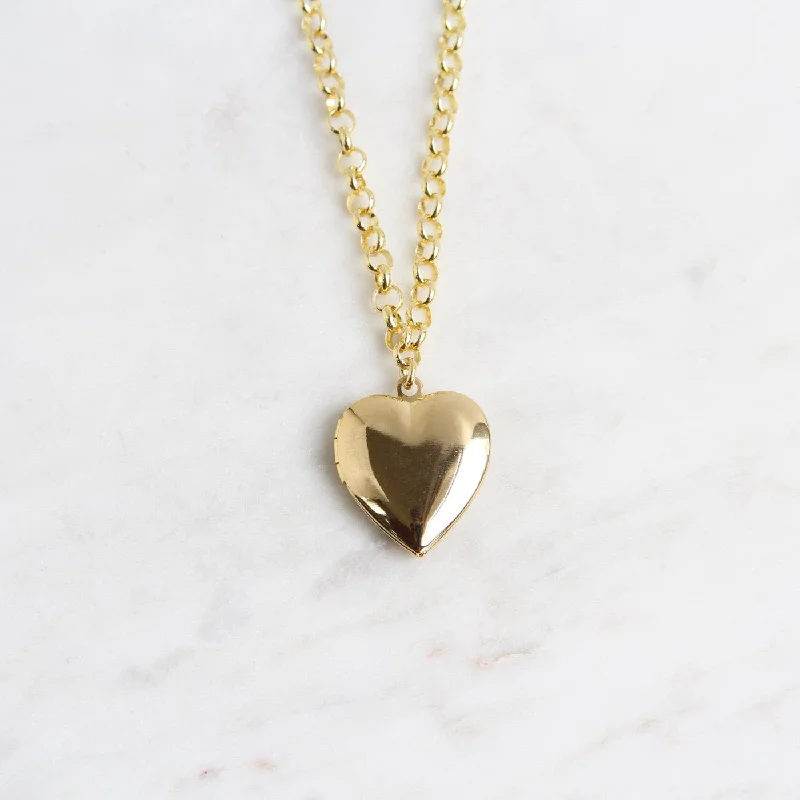 Link Chain Vintage Heart Locket Necklace