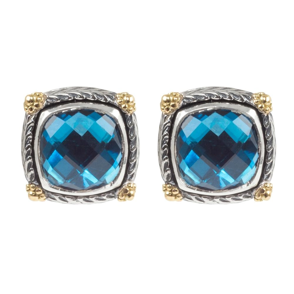 Konstantino Delos Silver and 18K Gold London Blue Topaz Earrings