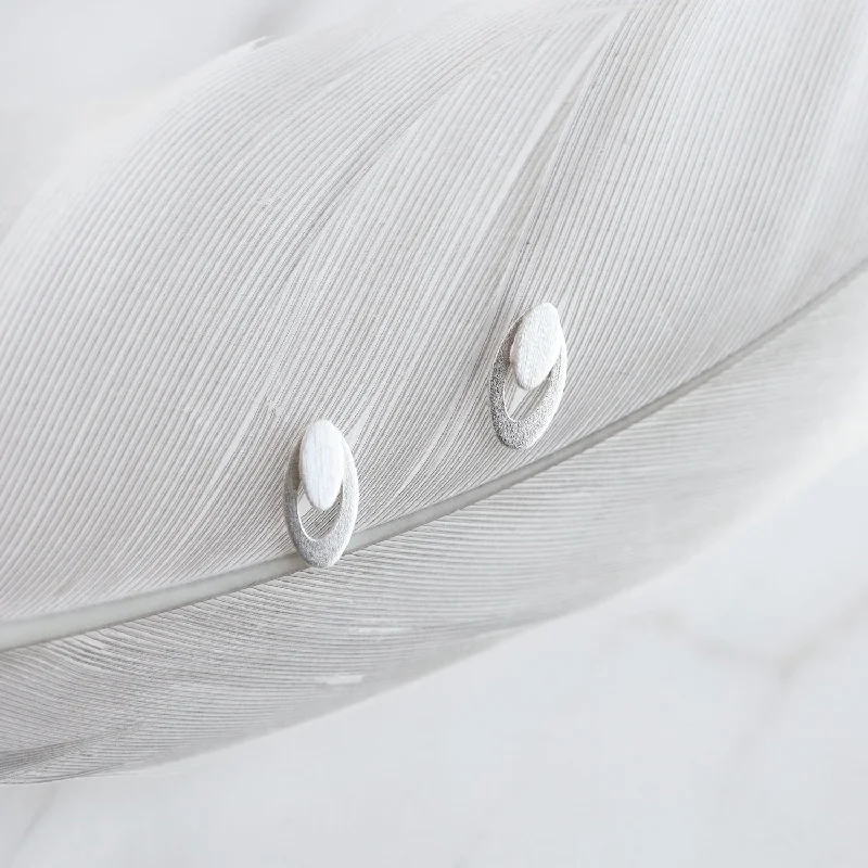 Mini Solid & Open Oval Post Earrings