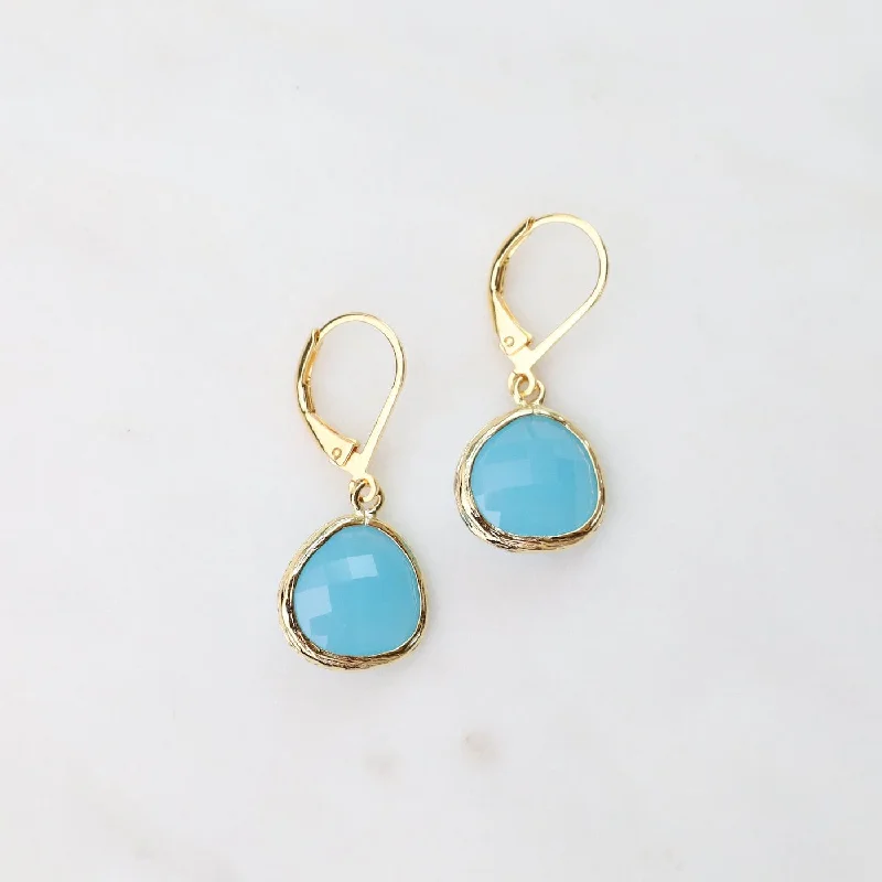 Gold Plated Ocean Crystal Lever Back Earrings