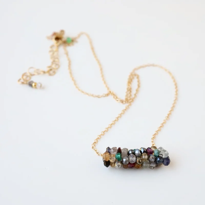 Hand Stitched Mixed Gemstones Necklace