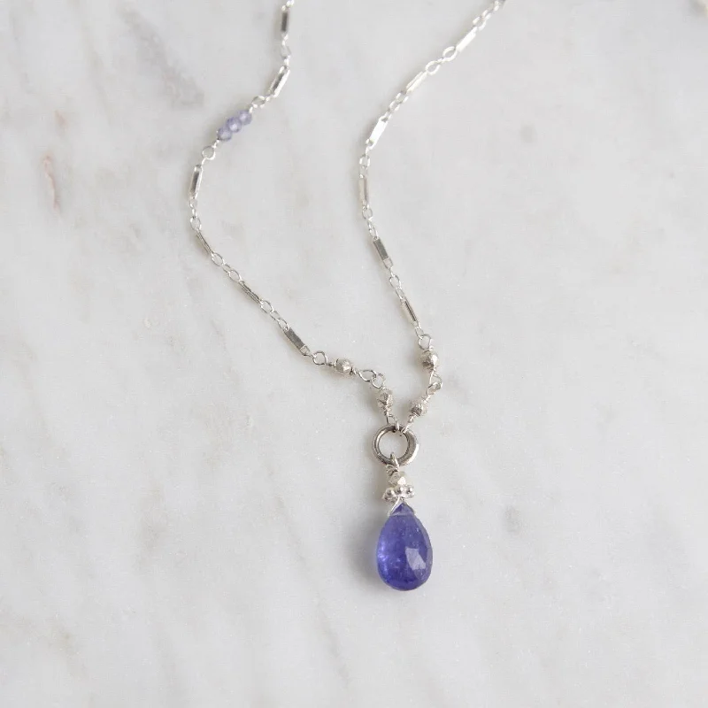 Tiny Tanzanite Drop Necklace