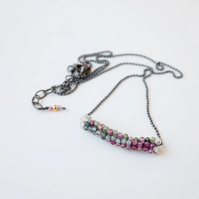 Hand Stitched Tiny Tourmaline Necklace