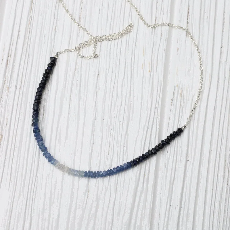 Gemstone Rondelle Necklace in Sapphire Fade