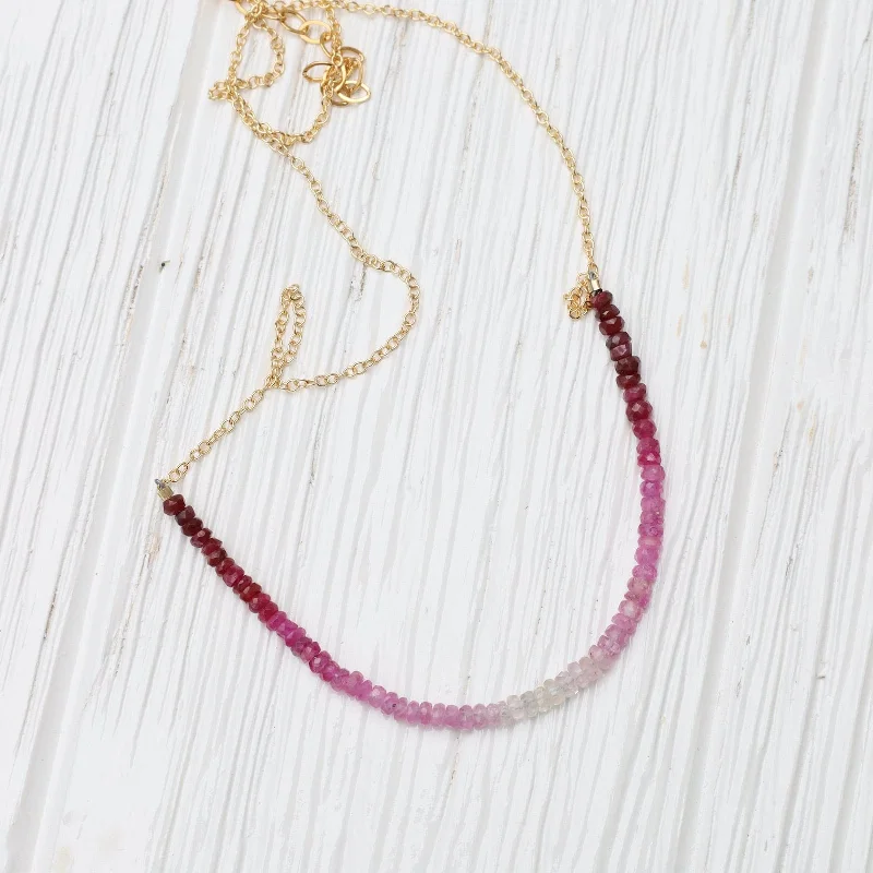 Gemstone Rondelle Necklace in Ruby Fade