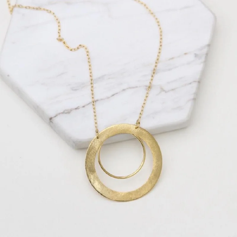 Wide Flat Double Circle Necklace