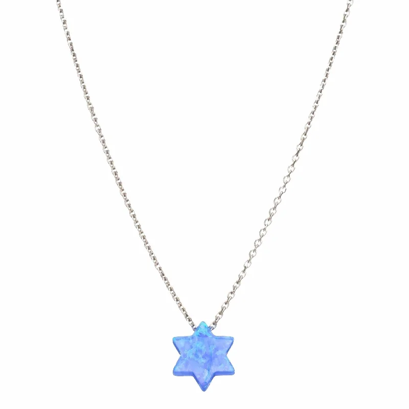 Blue Opal Star of David Necklace